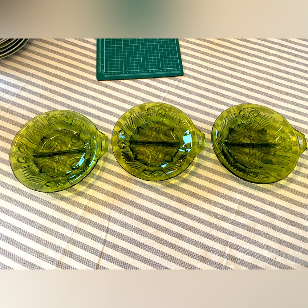 INDIANA GLASS Killarney Avocado Green Divided Dishes